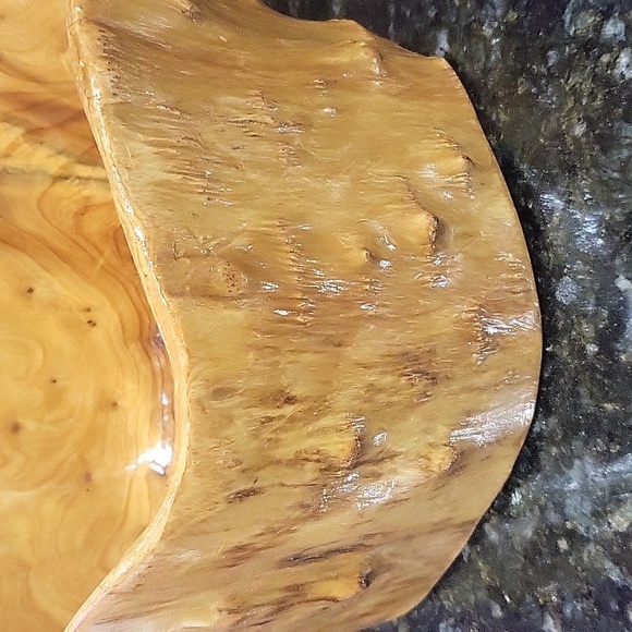 Large Hollow Carved Wood Stump Catchall Bowl Bin 8.5" Wide 5.5" Tall Burl Wood - Picture 5 of 6
